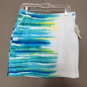 NWT $89 Women’s EP Pro Stretch Golf Pickle Ball Skort White Blue Green Wave
